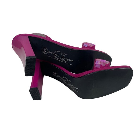 Chinese Laundry Fuchsia Heeled Sandals Sequins 4" Heels Strappy Womens Size 5.5M - Picture 10 of 12